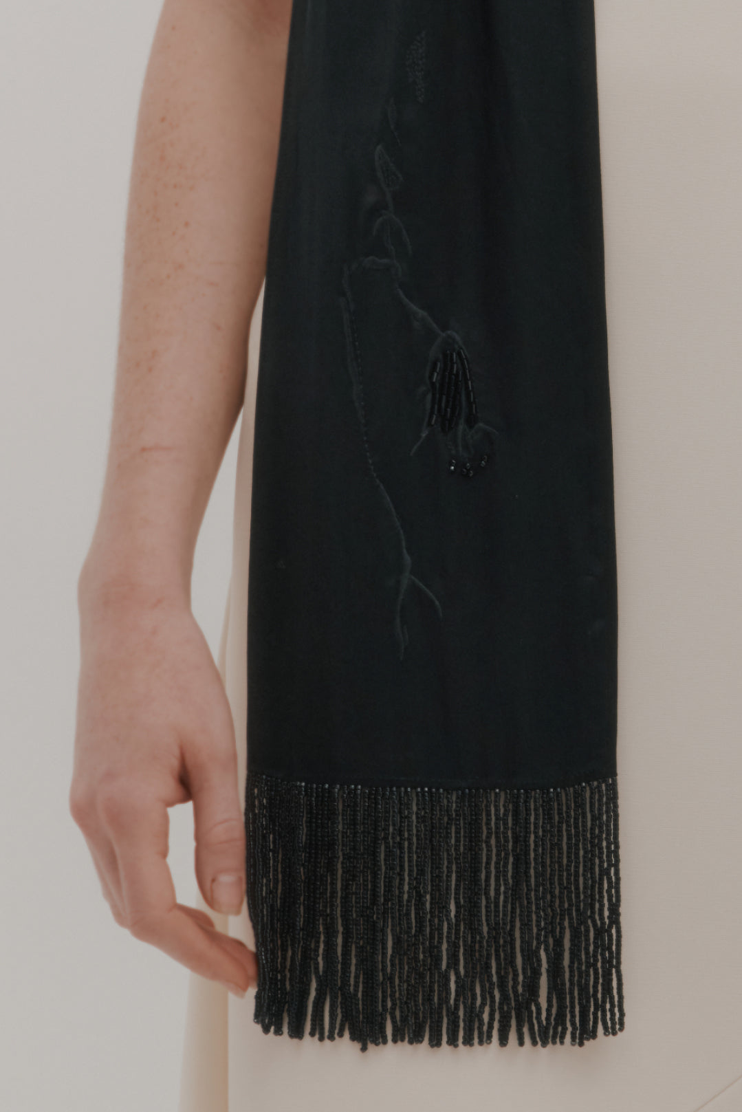 Beaded Scarf in Silk Charmeuse