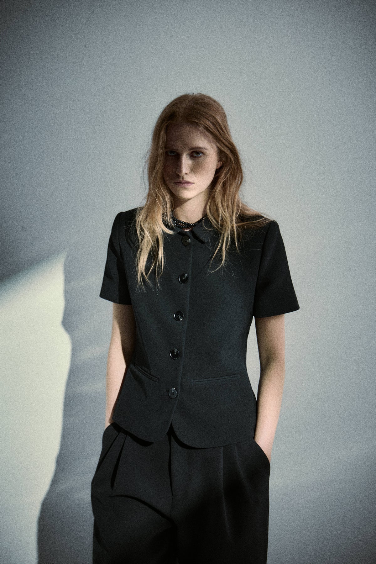 Short Sleeve Bardot Blazer in Bonded Suiting