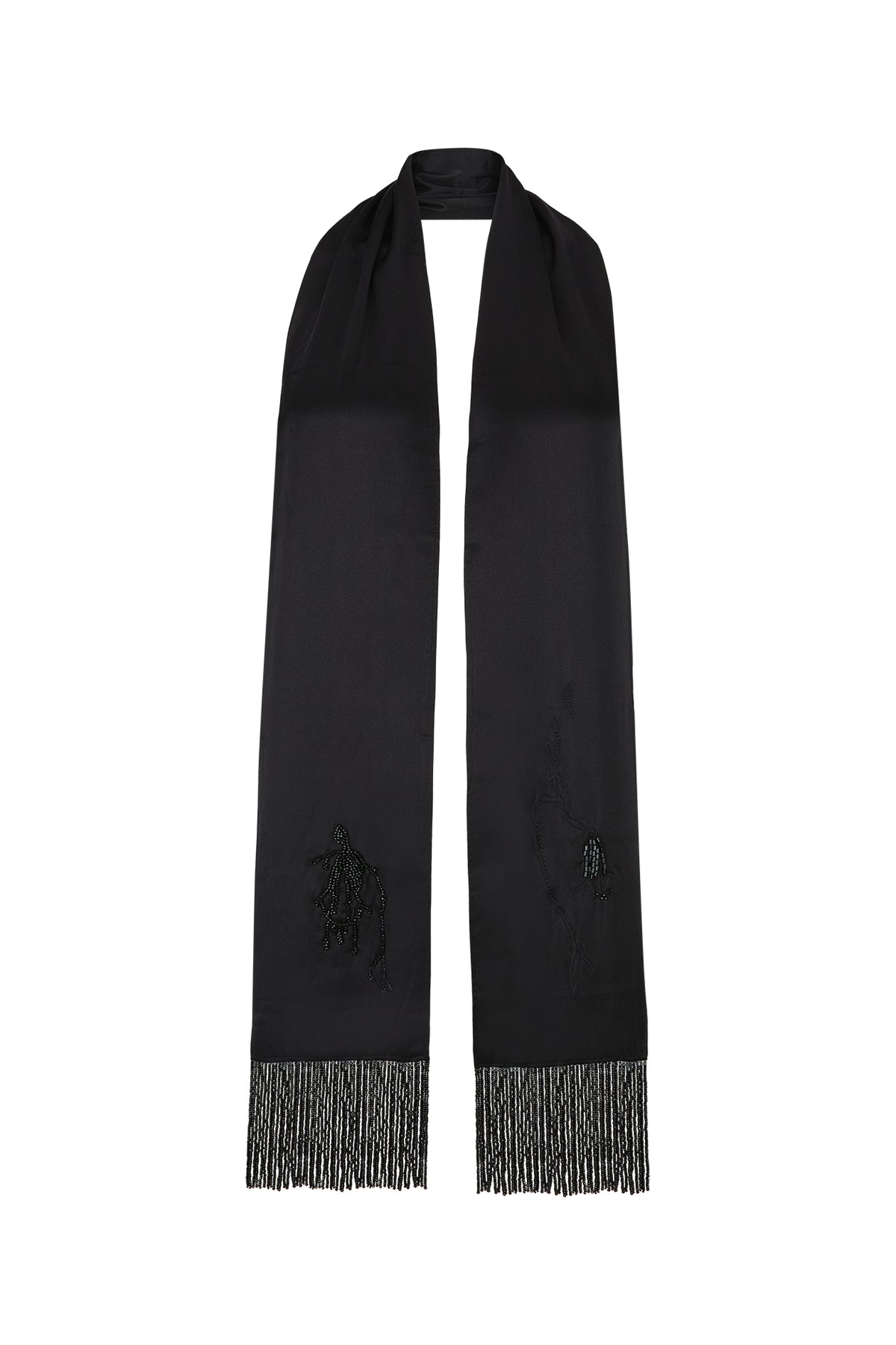 Beaded Scarf in Silk Charmeuse