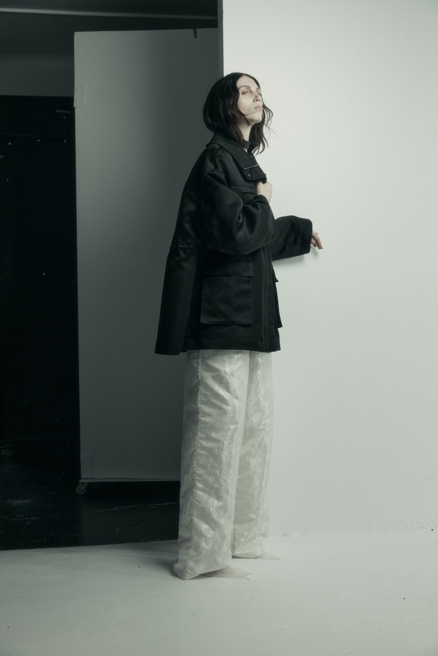 Drew Trouser in Embroidered Taffeta