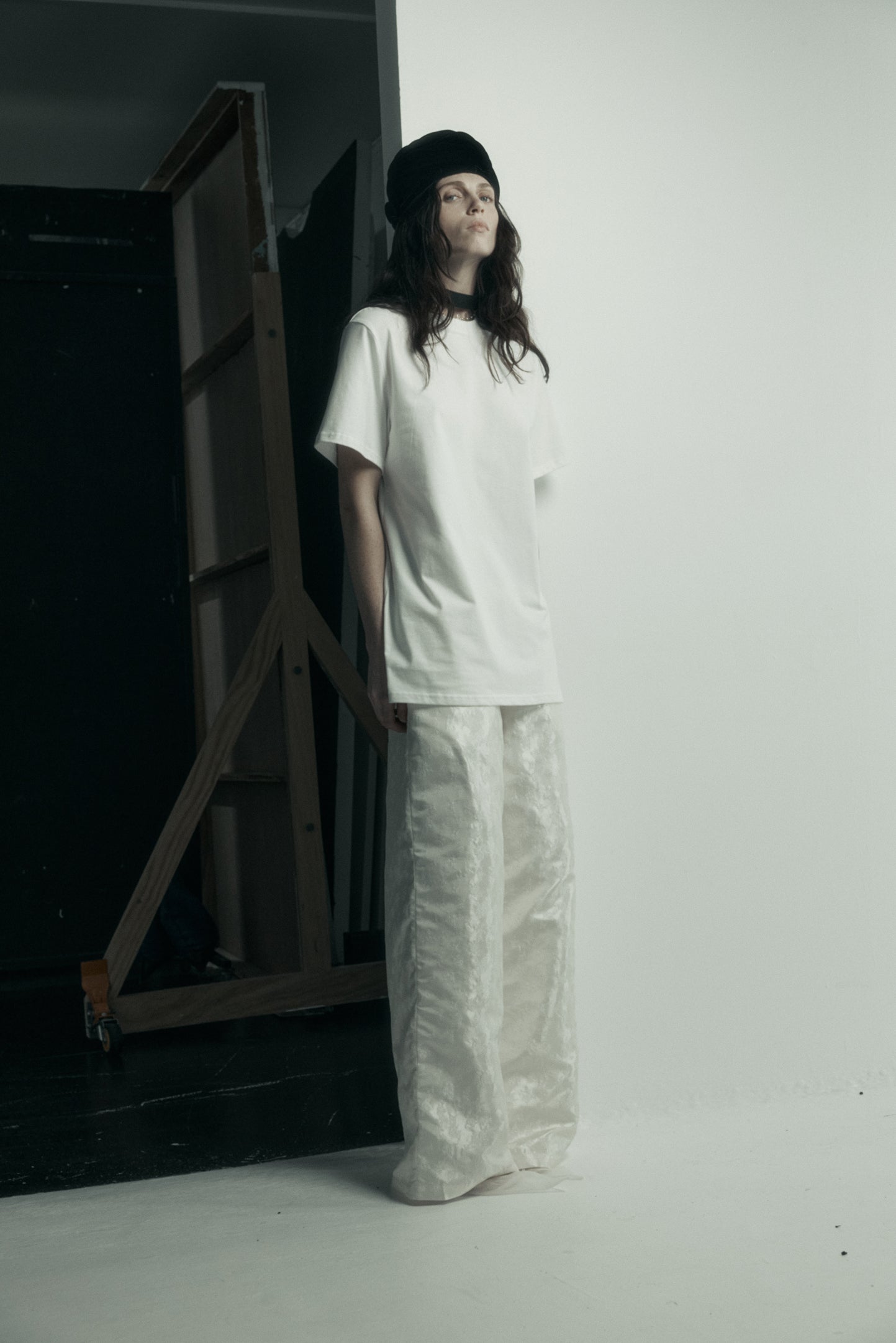 Drew Trouser in Embroidered Taffeta