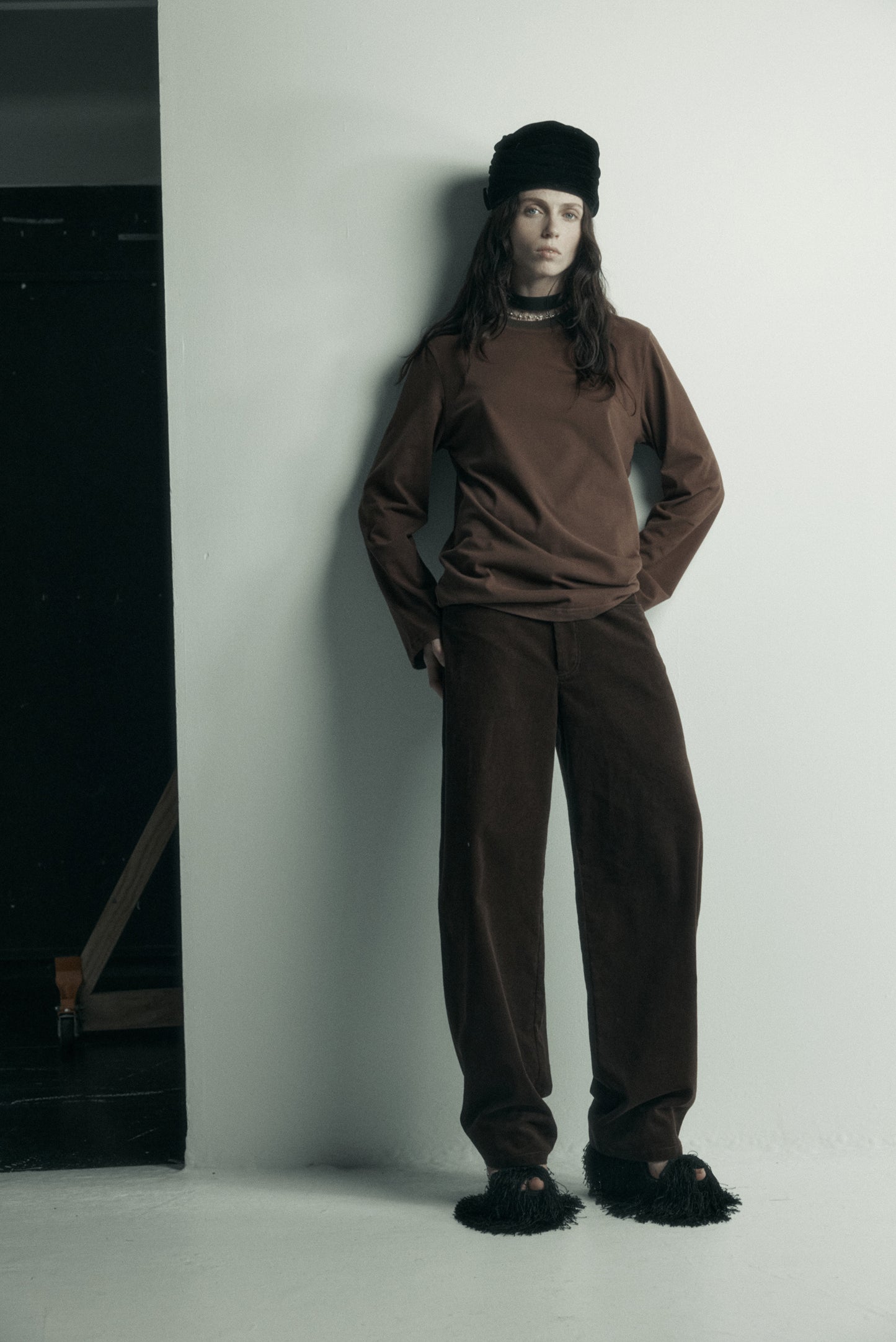 Long Sleeve Drew T-Shirt in Brushed Cotton