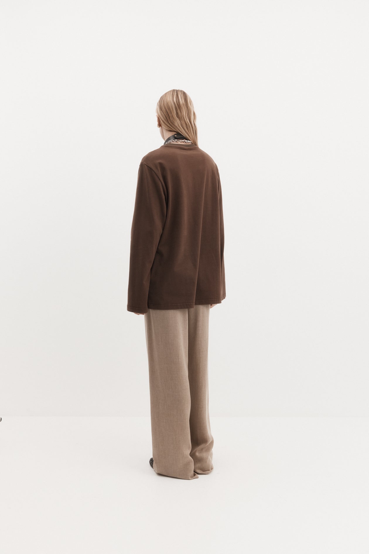 Long Sleeve Drew T-Shirt in Brushed Cotton