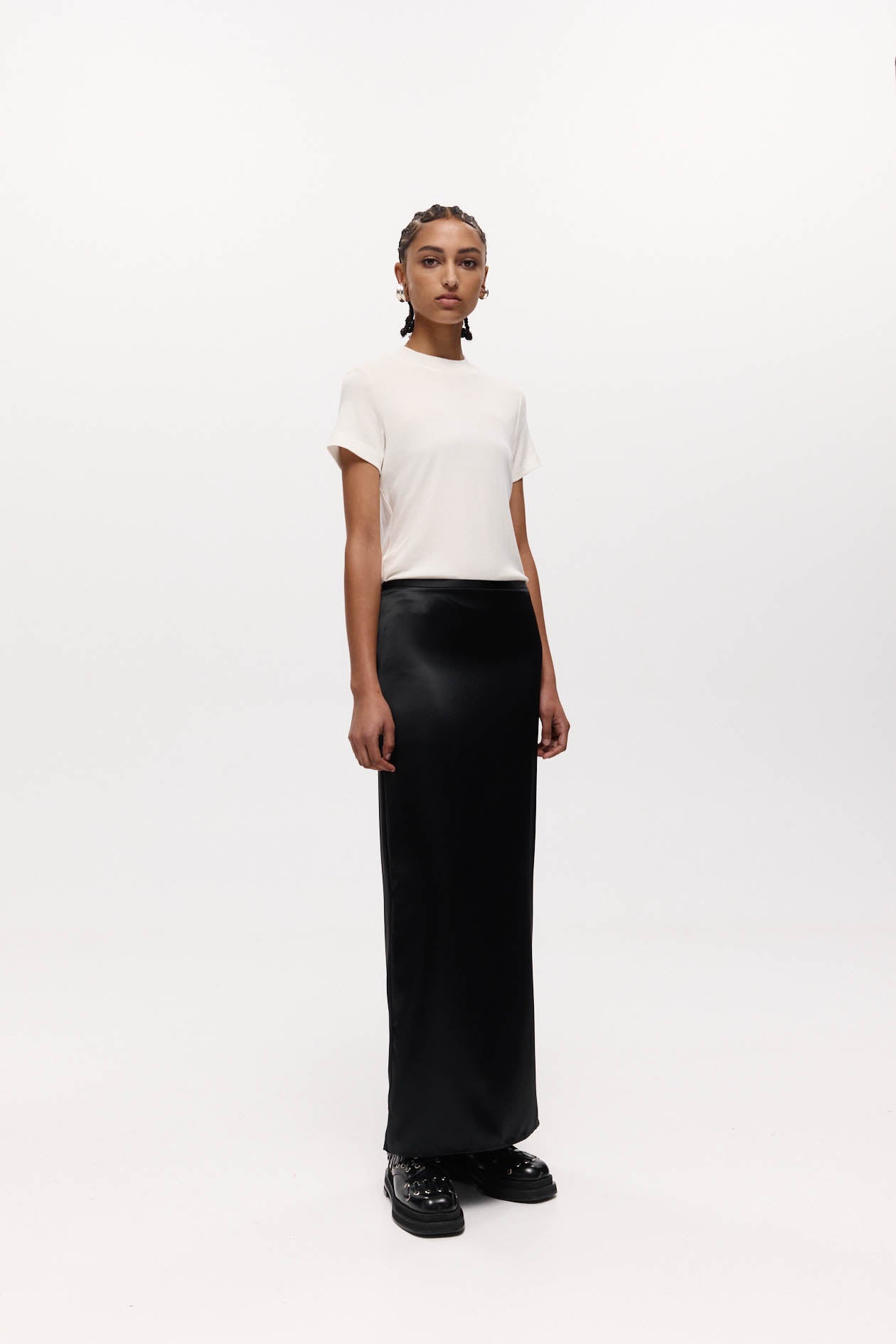 Tilda Skirt Black Satin