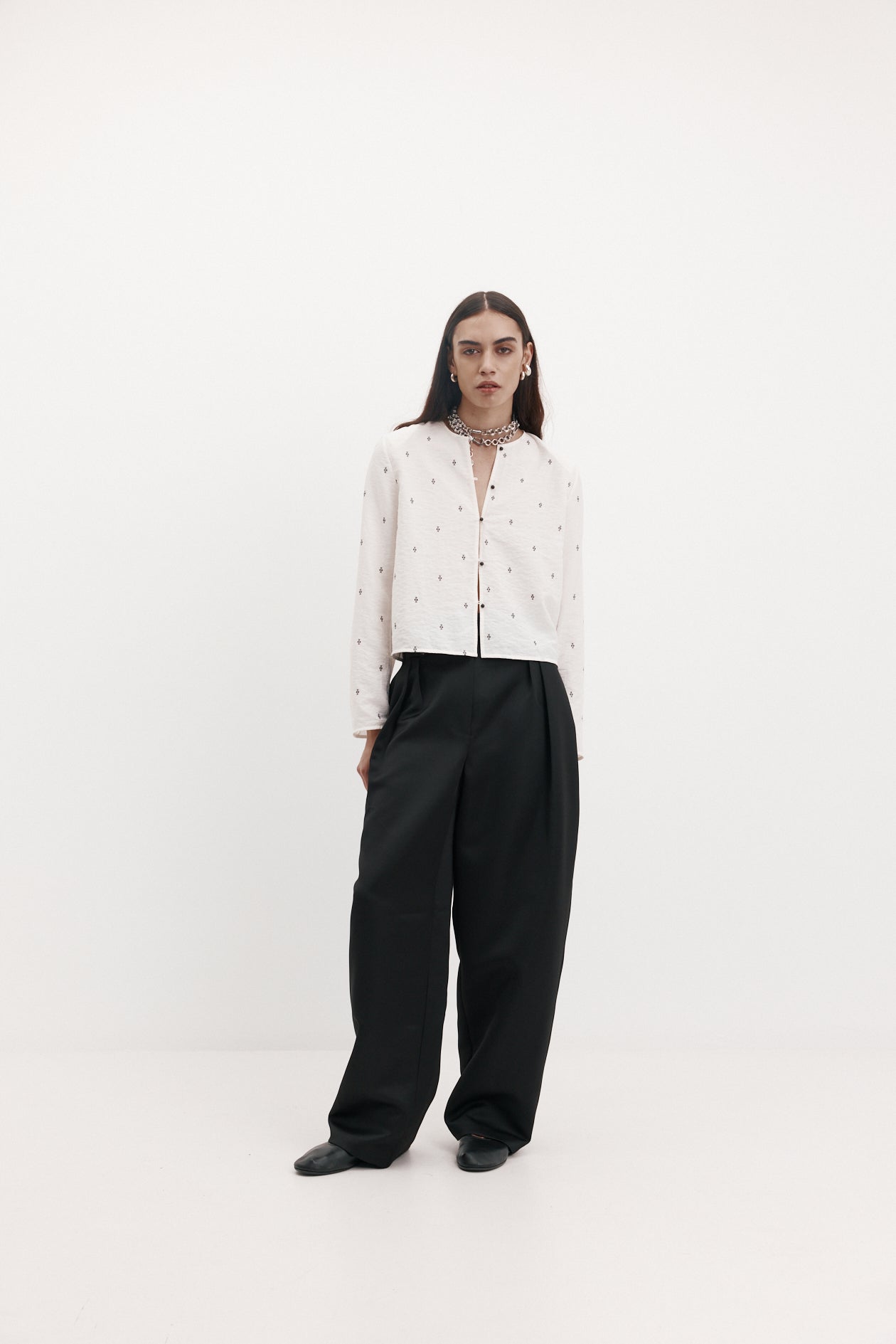 Eileen Top in Embroidered Silk