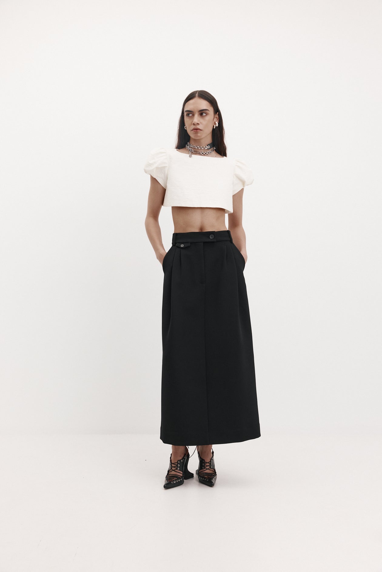Adam Skirt in Bonded Suiting