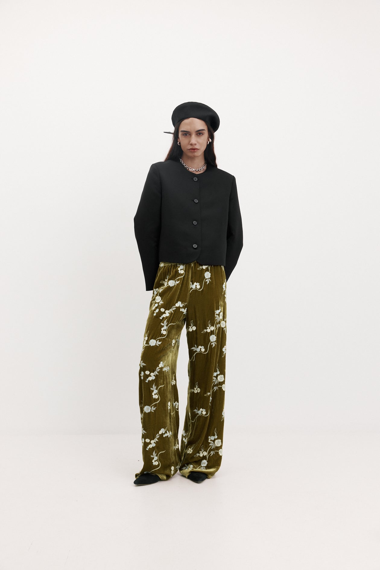Irving Trouser in Embroidered Velvet
