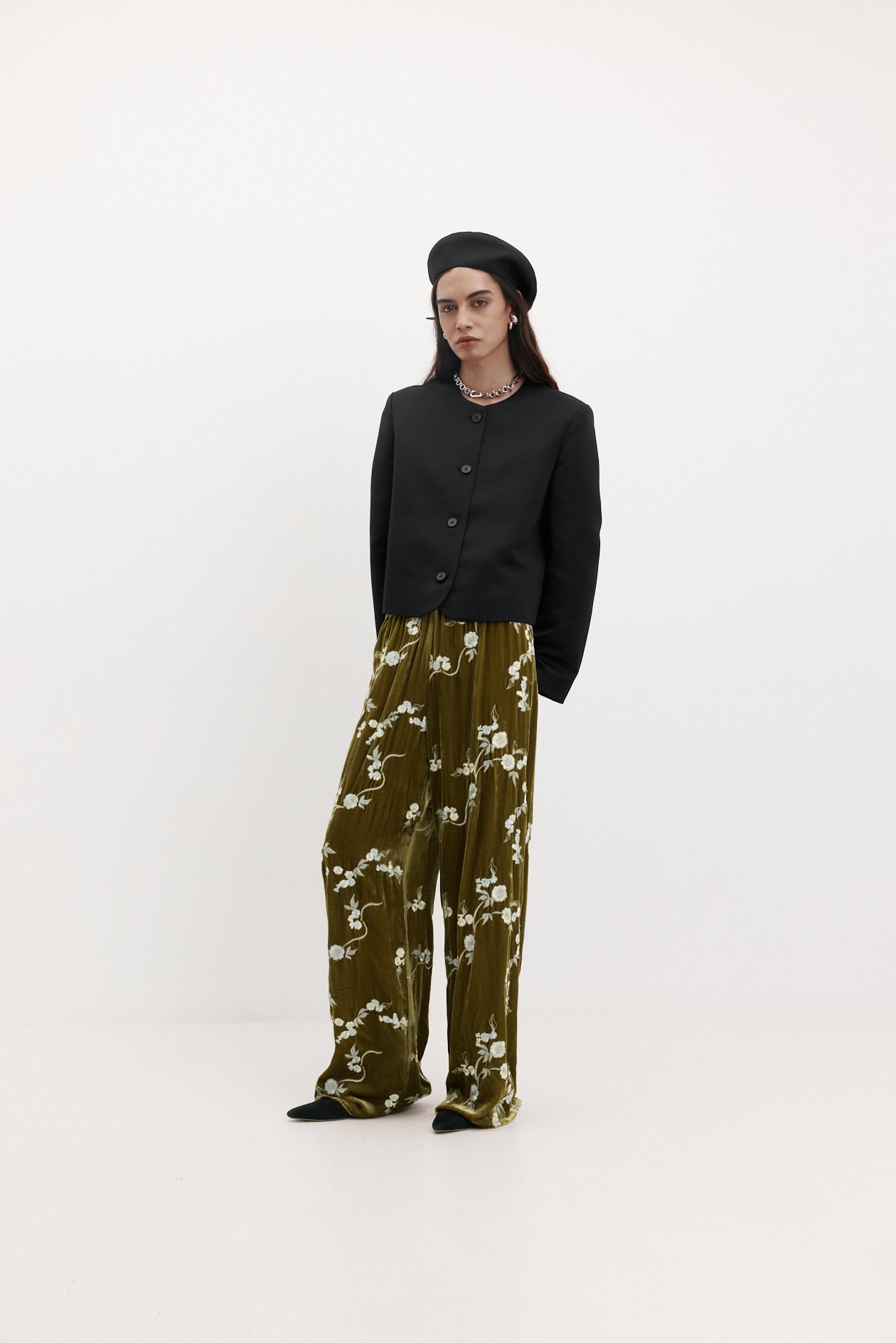Irving Trouser in Embroidered Velvet