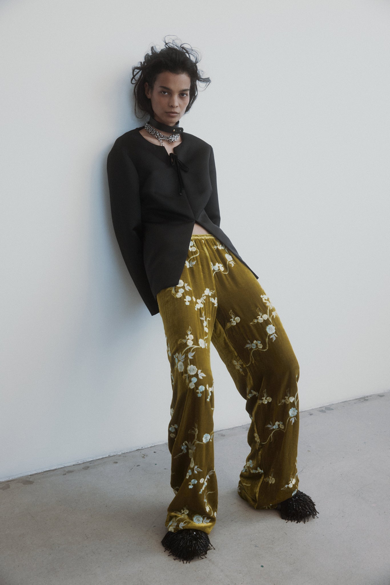 Irving Trouser in Embroidered Velvet