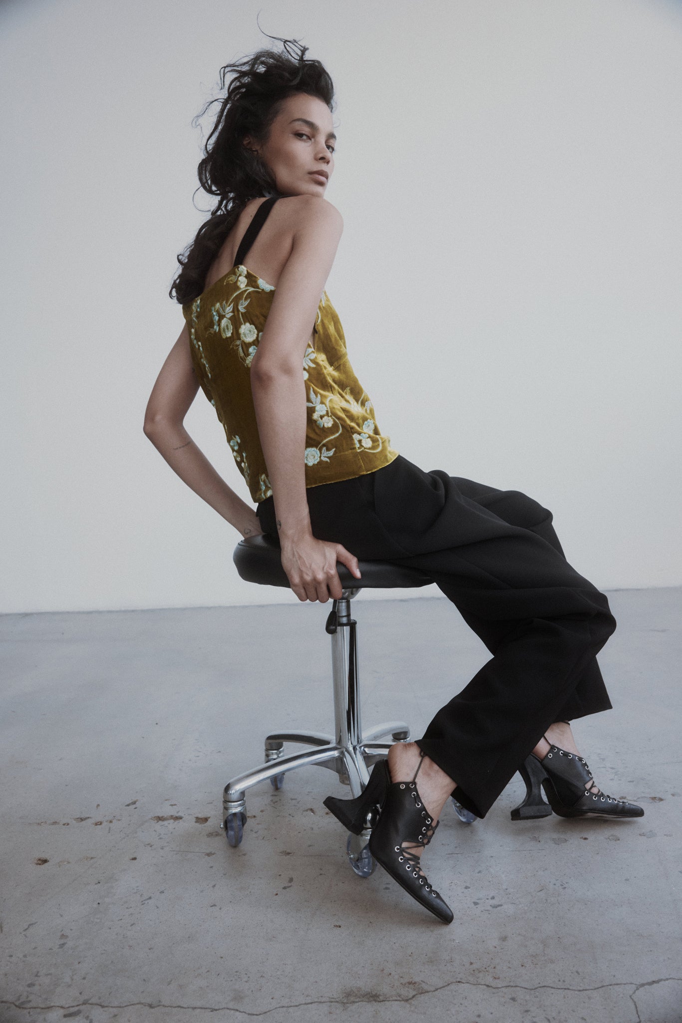 Plum Top in Embroidered Velvet
