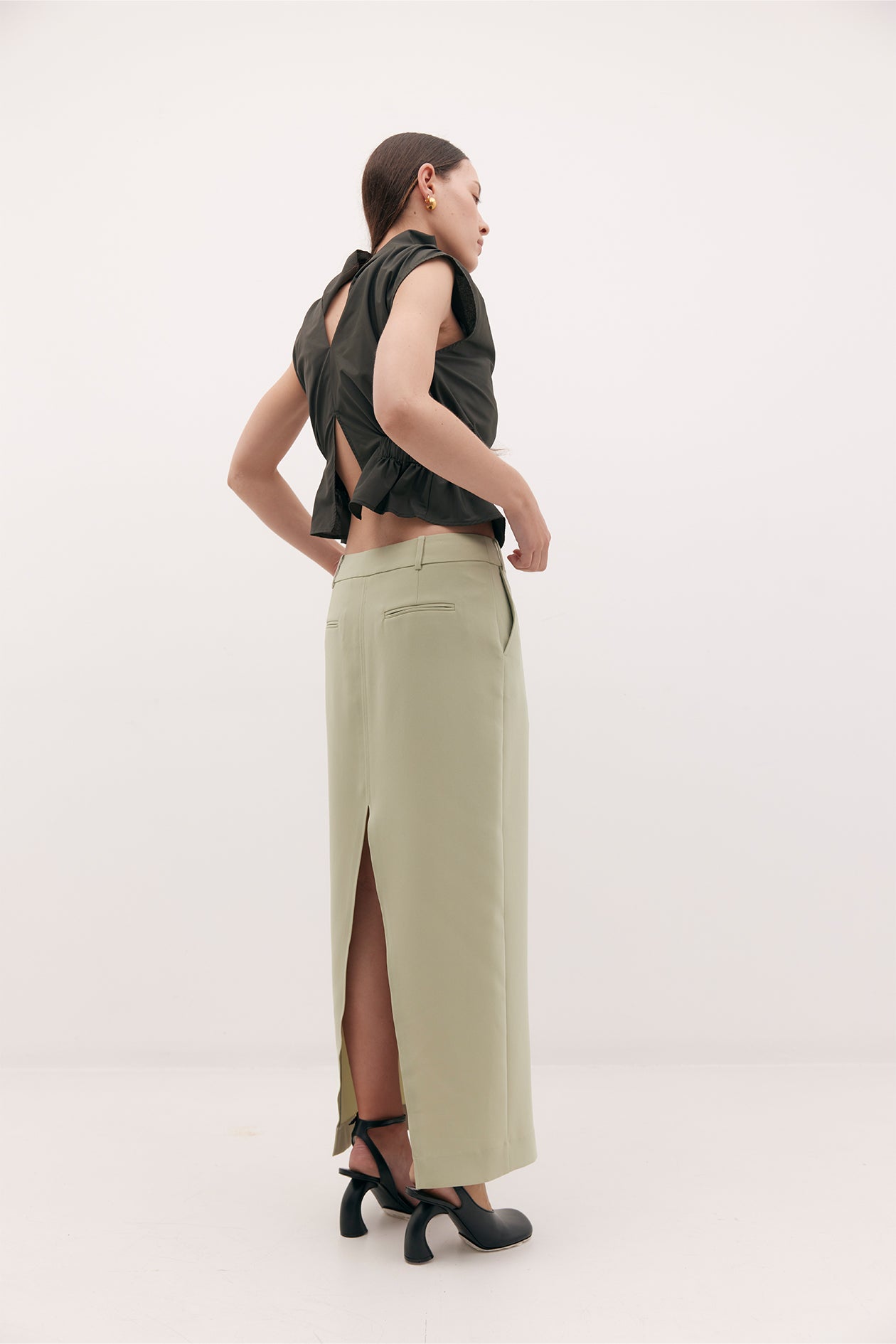 Long Jas Skirt Moss Green