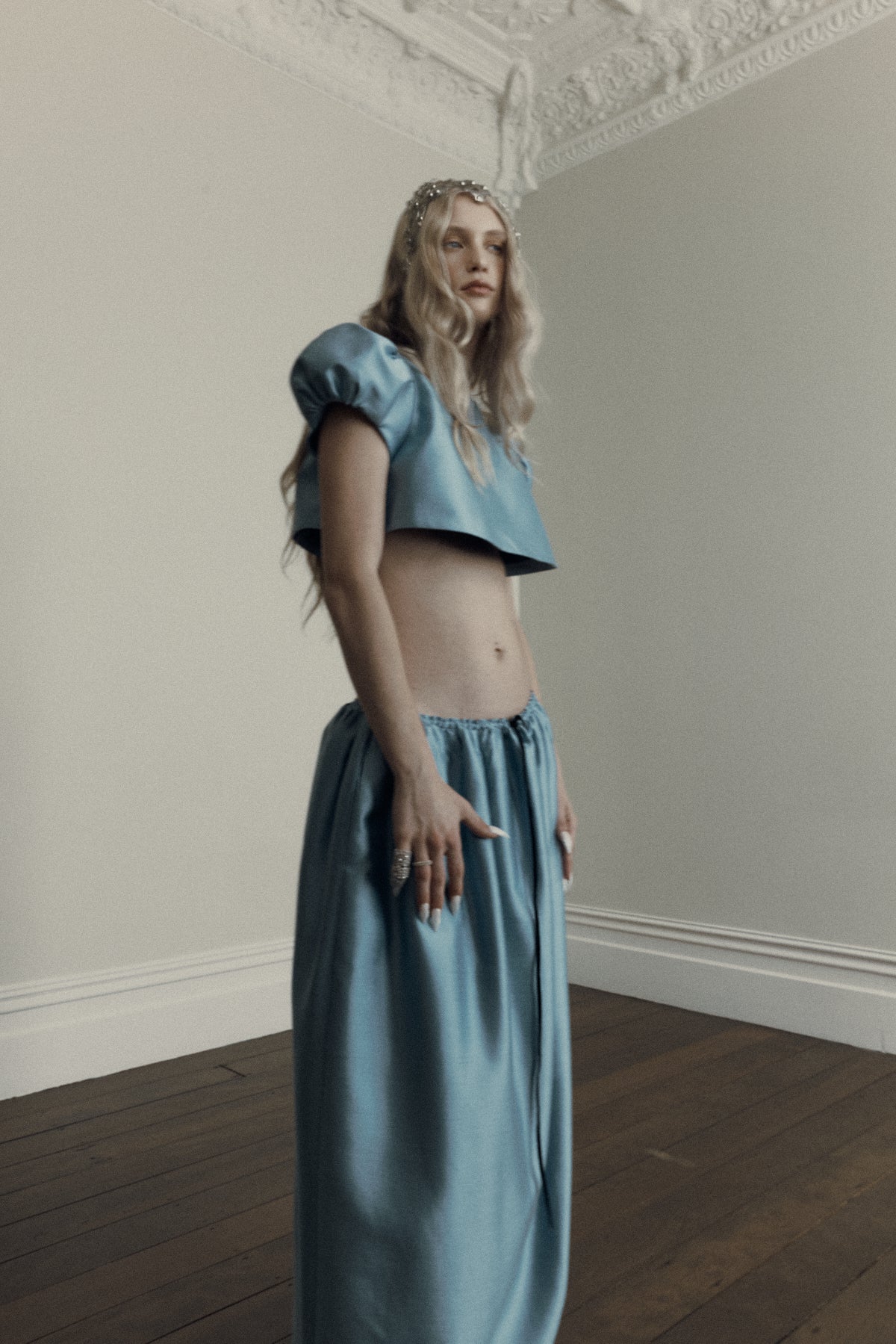 Macy Top in Silk Wool Taffeta