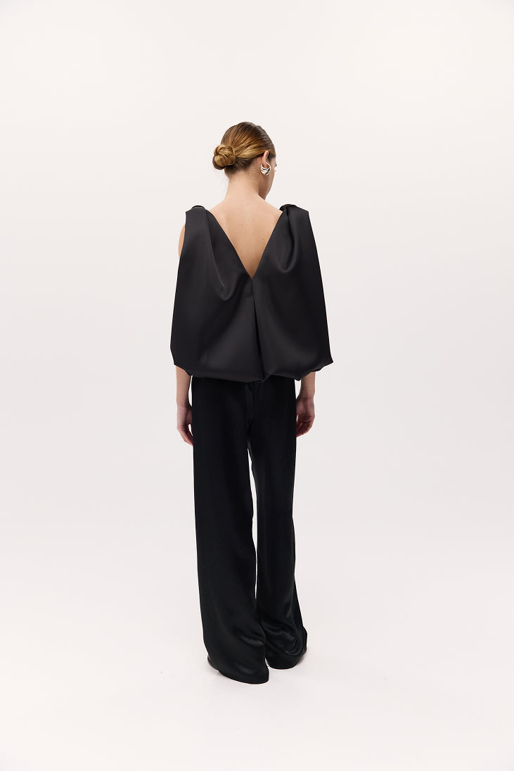 Knot Top in Bonded Satin