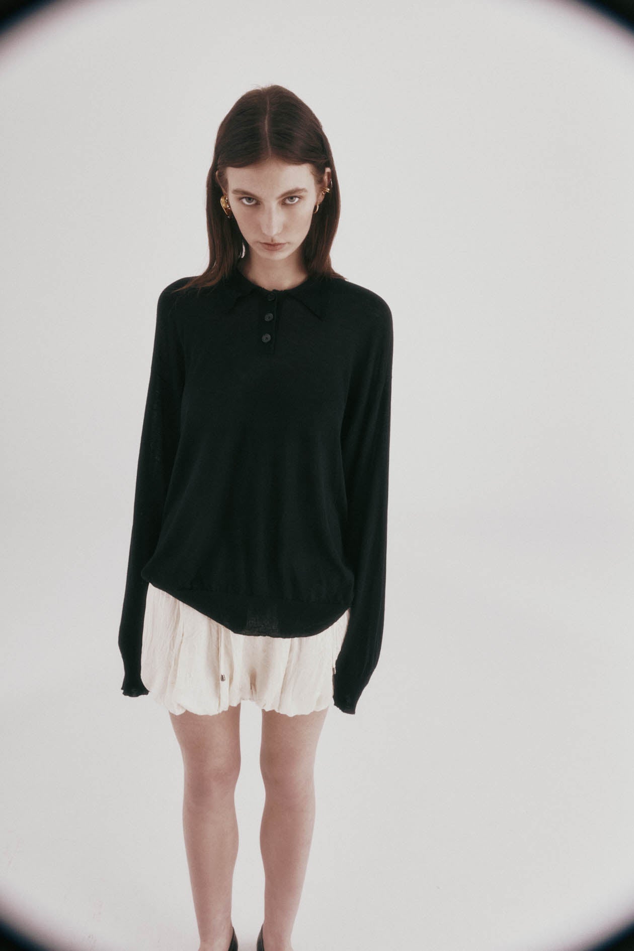 Long Sleeve Orwell Polo in Silk Wool