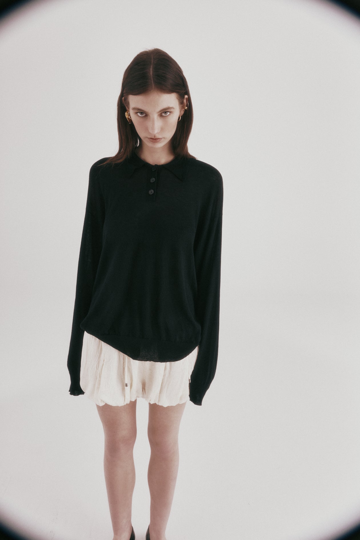 Long Sleeve Orwell Polo in Silk Wool