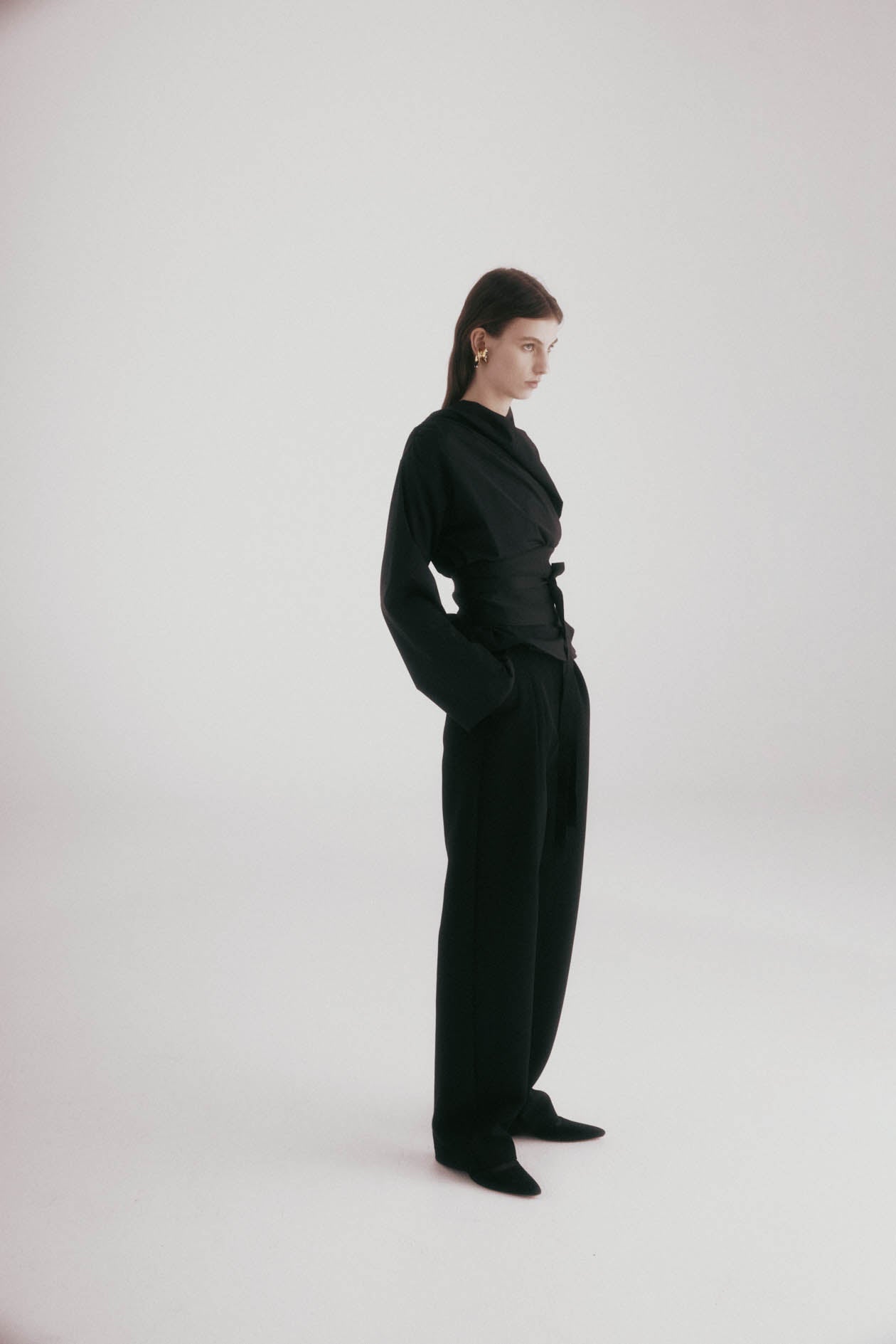 Long Sleeve Chaimberlain Top in Tech Taffeta