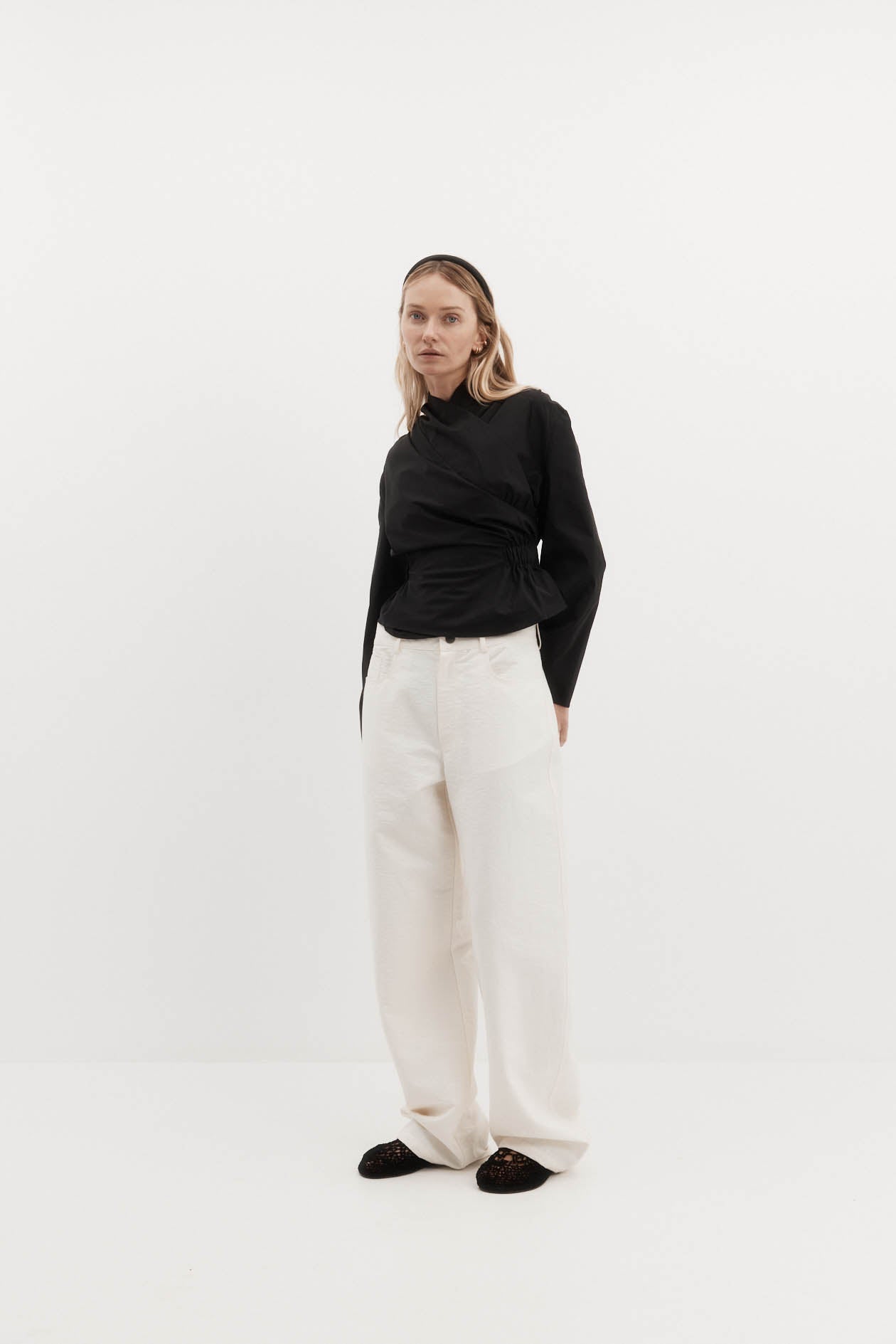 Long Sleeve Chaimberlain Top in Tech Taffeta