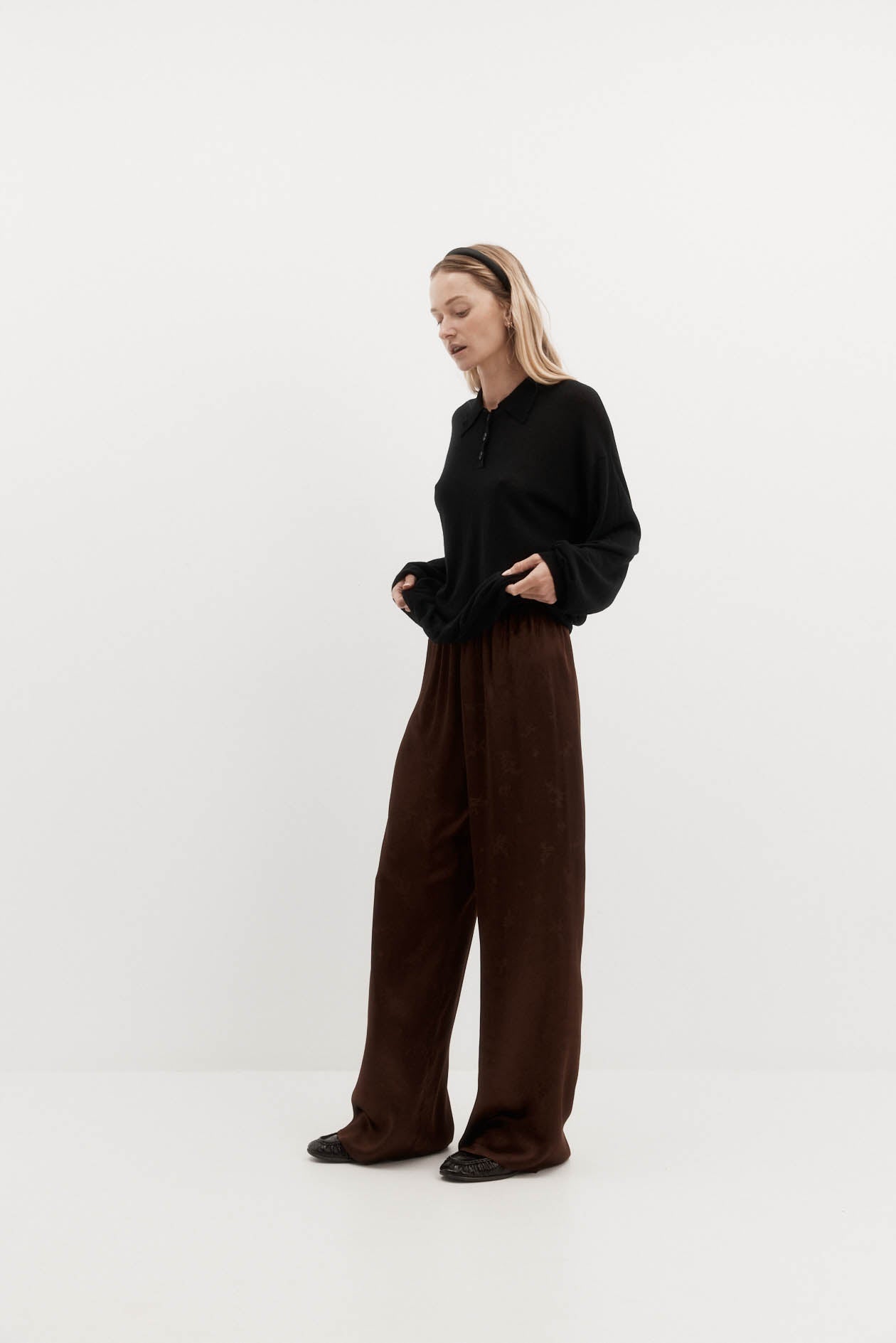 Long Sleeve Orwell Polo in Silk Wool