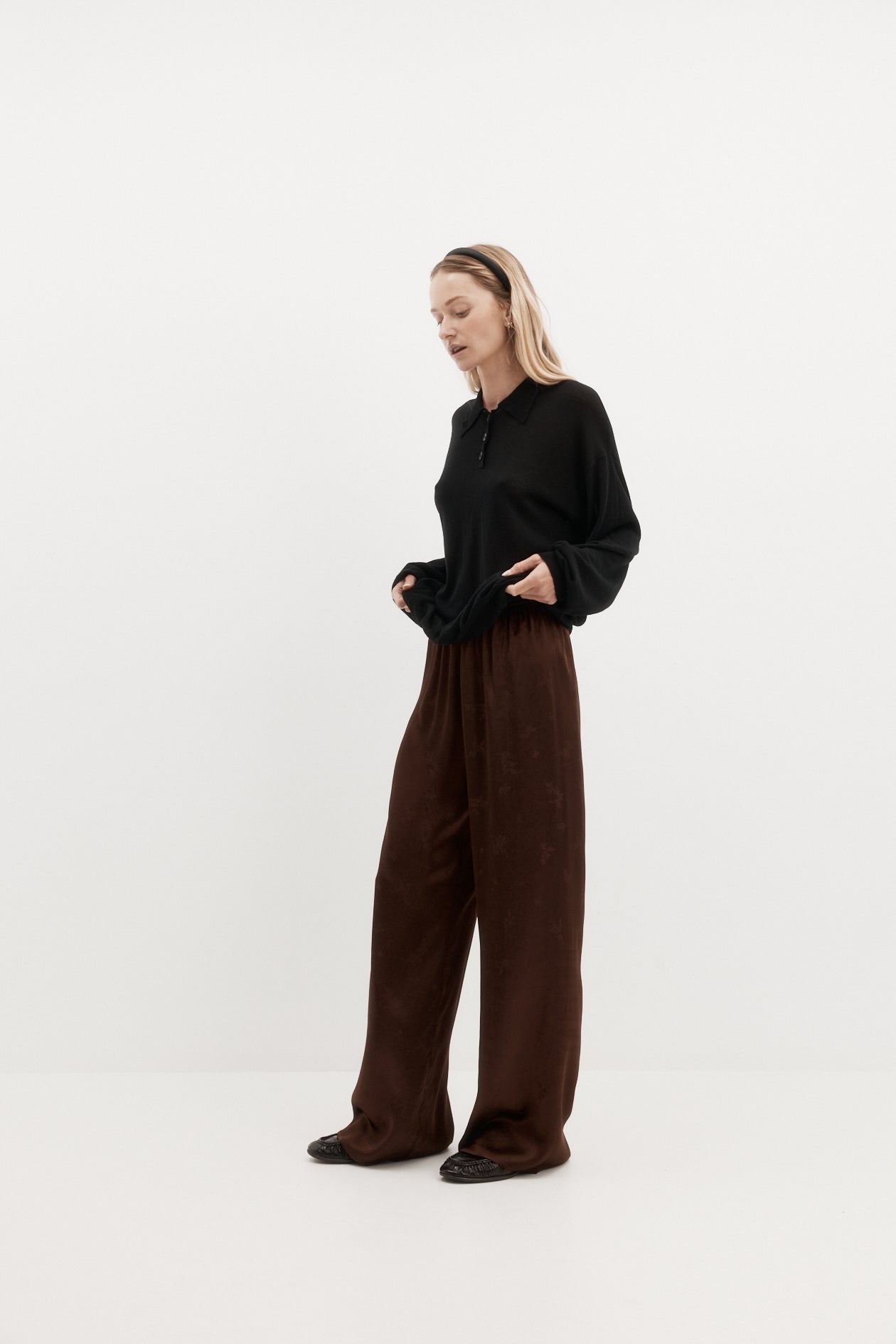 Long Sleeve Orwell Polo in Silk Wool