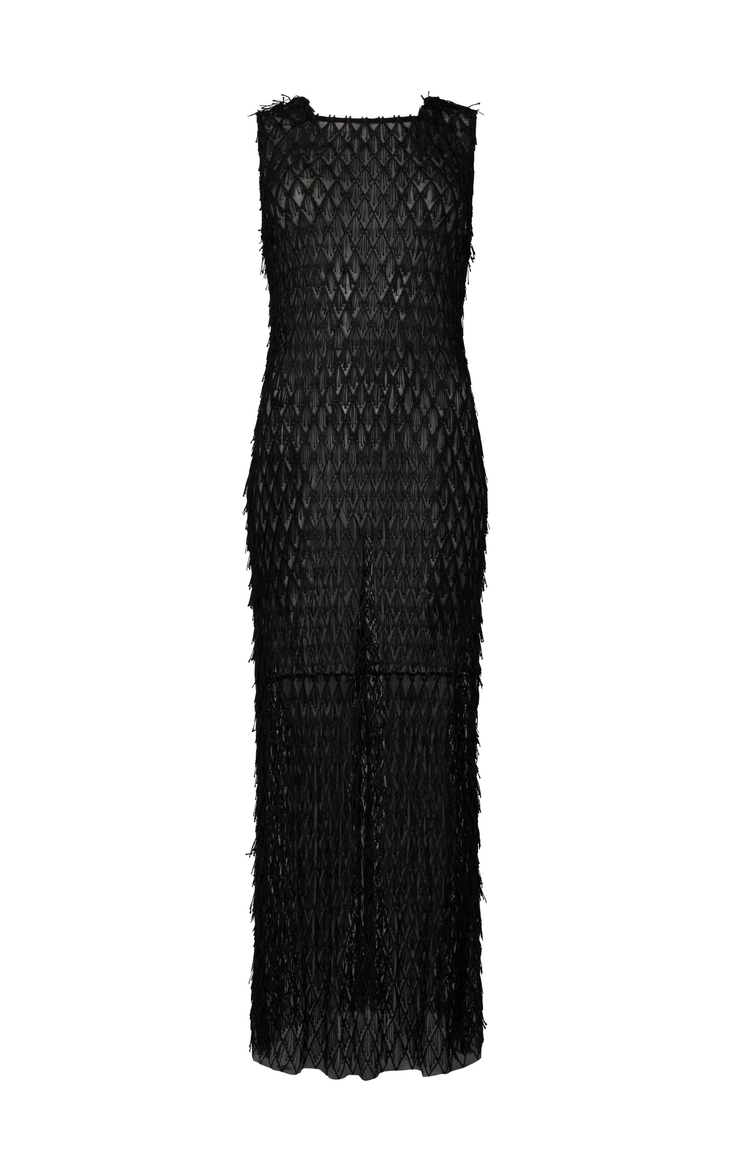 Mira Lace Dress in Mesh Fringe