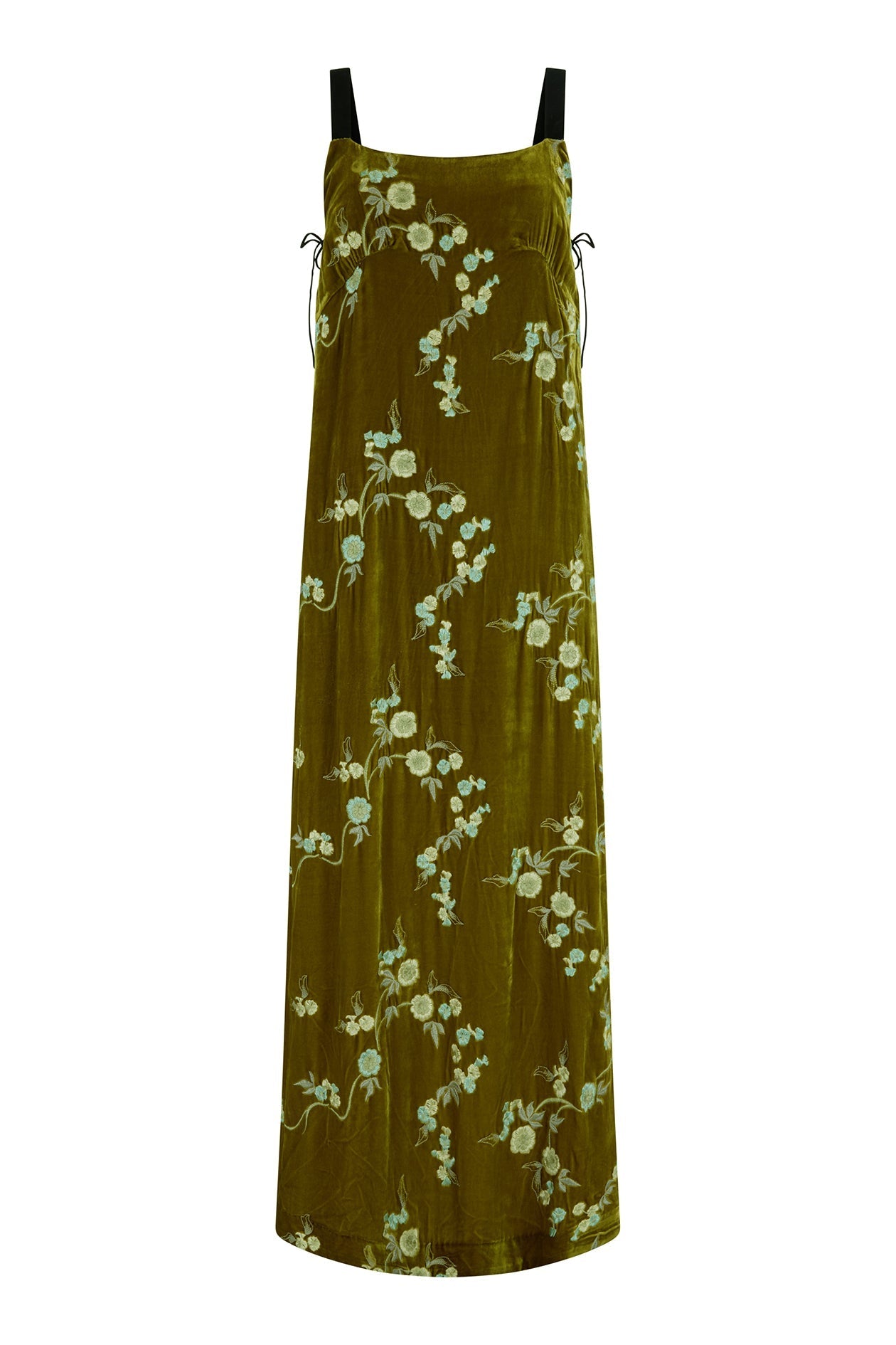 zara green velvet embroidered dress Pakistani cut work suit with – BEGUM'S main image 1