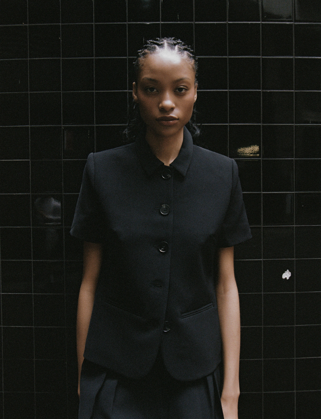 Short Sleeve Bardot Blazer in Bonded Suiting